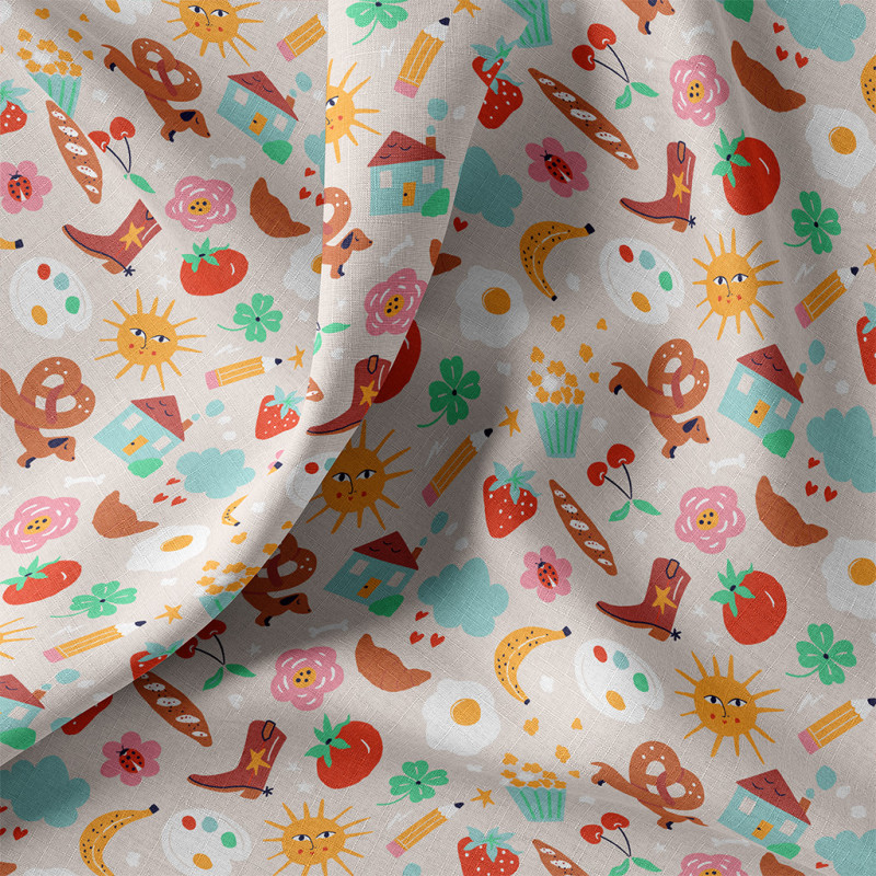 Algodón estampado BRETZ Gris / Multicolor